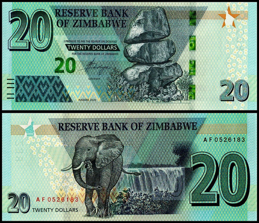 Zimbabwe 20 Dollars, 2020, P-104, UNC