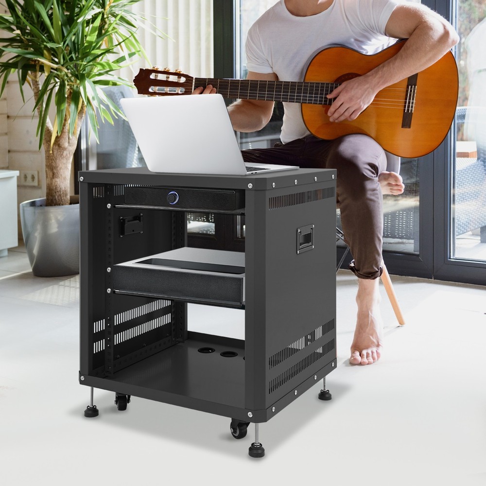 12U Network & Stereo Rack Rolling Server Rack Open Cabinet with Caster Wheels