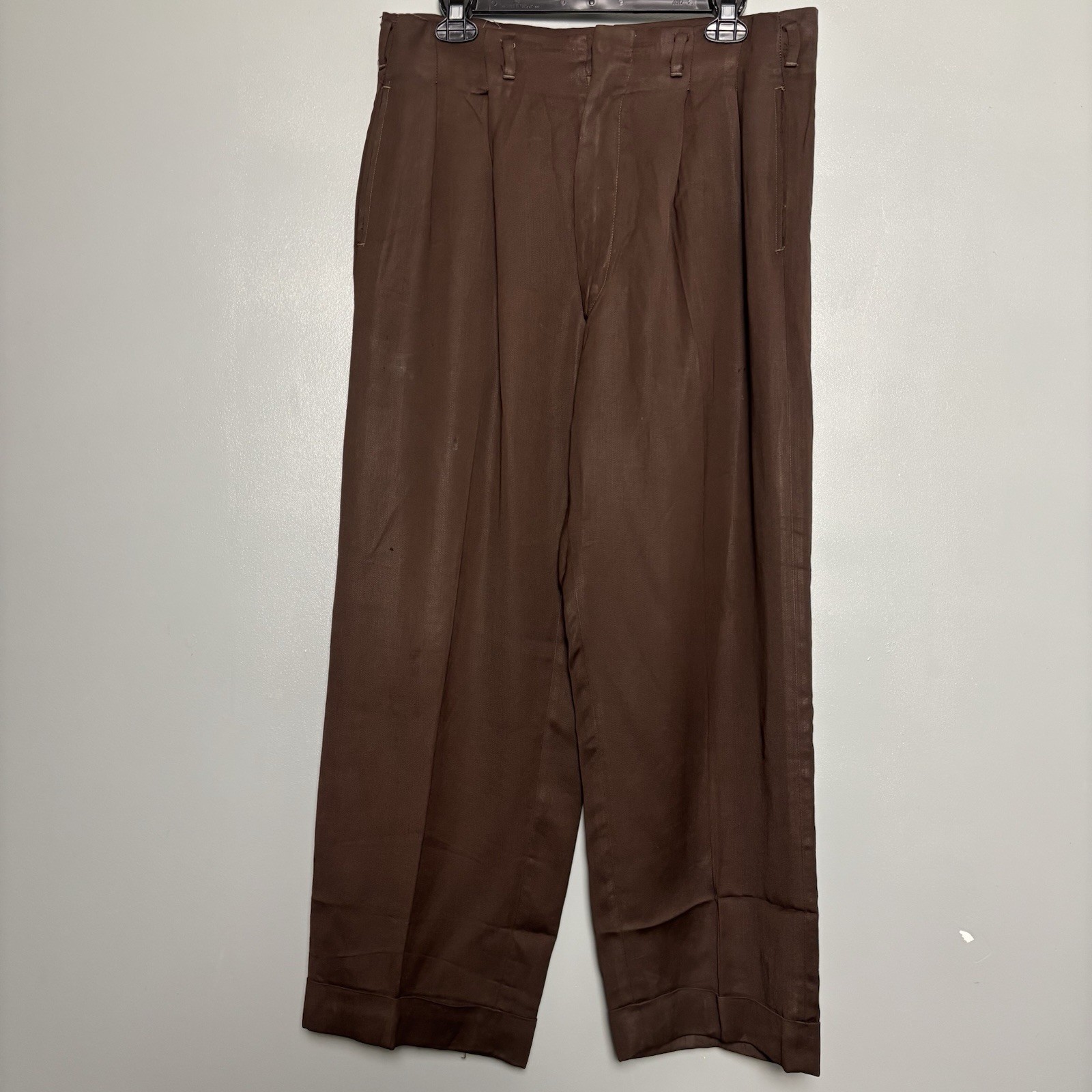 Vintage 1940s Men’s Brown Relaxed Fit Trouser Pants No Tags Large 34 36 Prentice