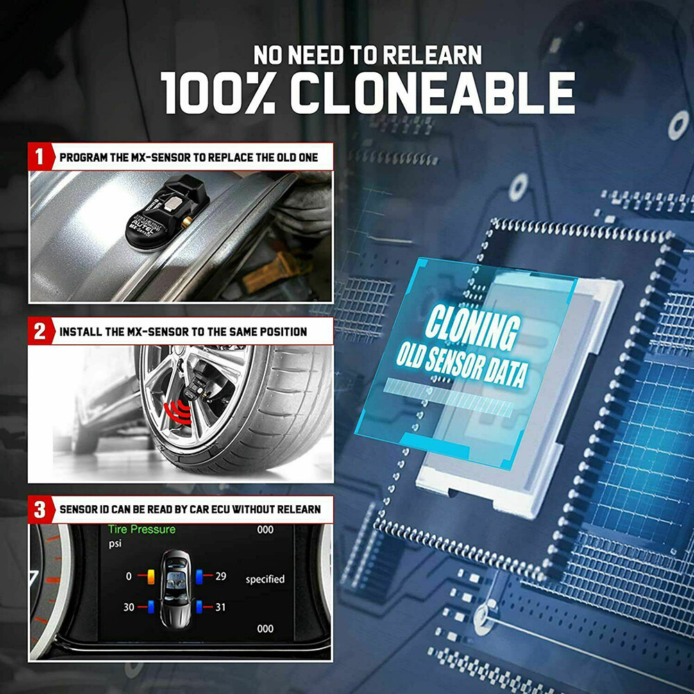 4pcs Autel MX-Sensor 315&433MHz Programmable TPMS Universal Tire Pressure Sensor