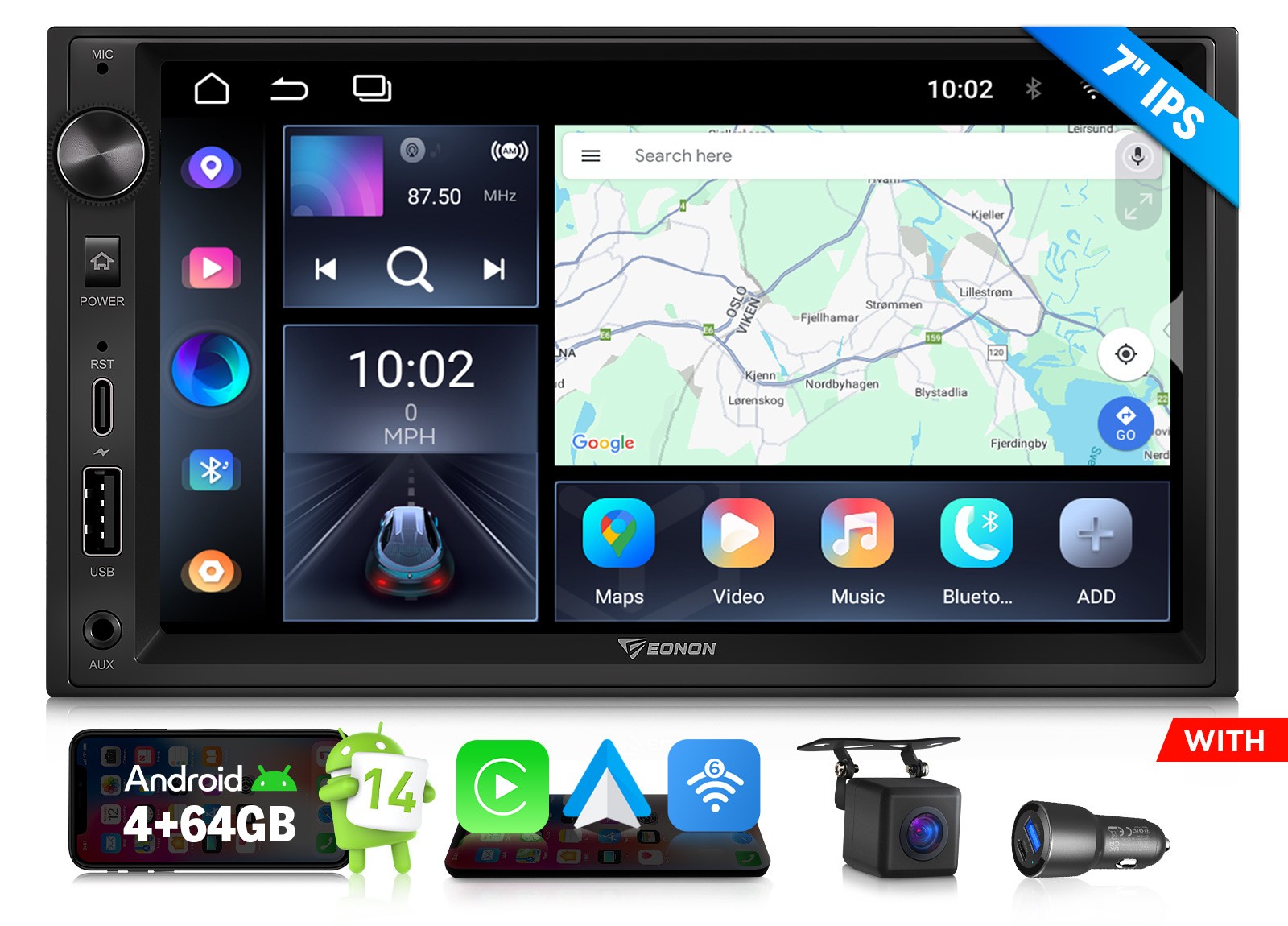 UX7A CarPlay Android Auto 14 Double 2 Din 7" Car Stereo GPS Radio WiFi Head Unit