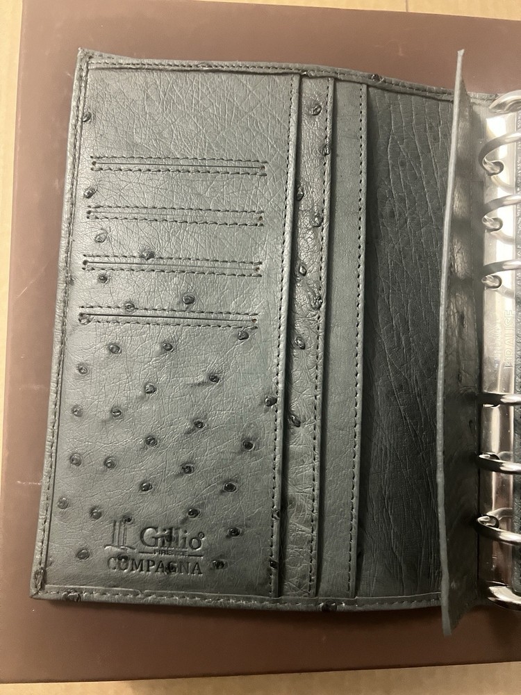 Gillio Real Ostrich Anthracite A6 Compagna Planner
