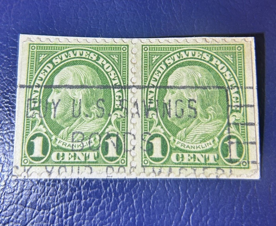 Rare Double 1923 Benjamin Franklin Stamps One Cent