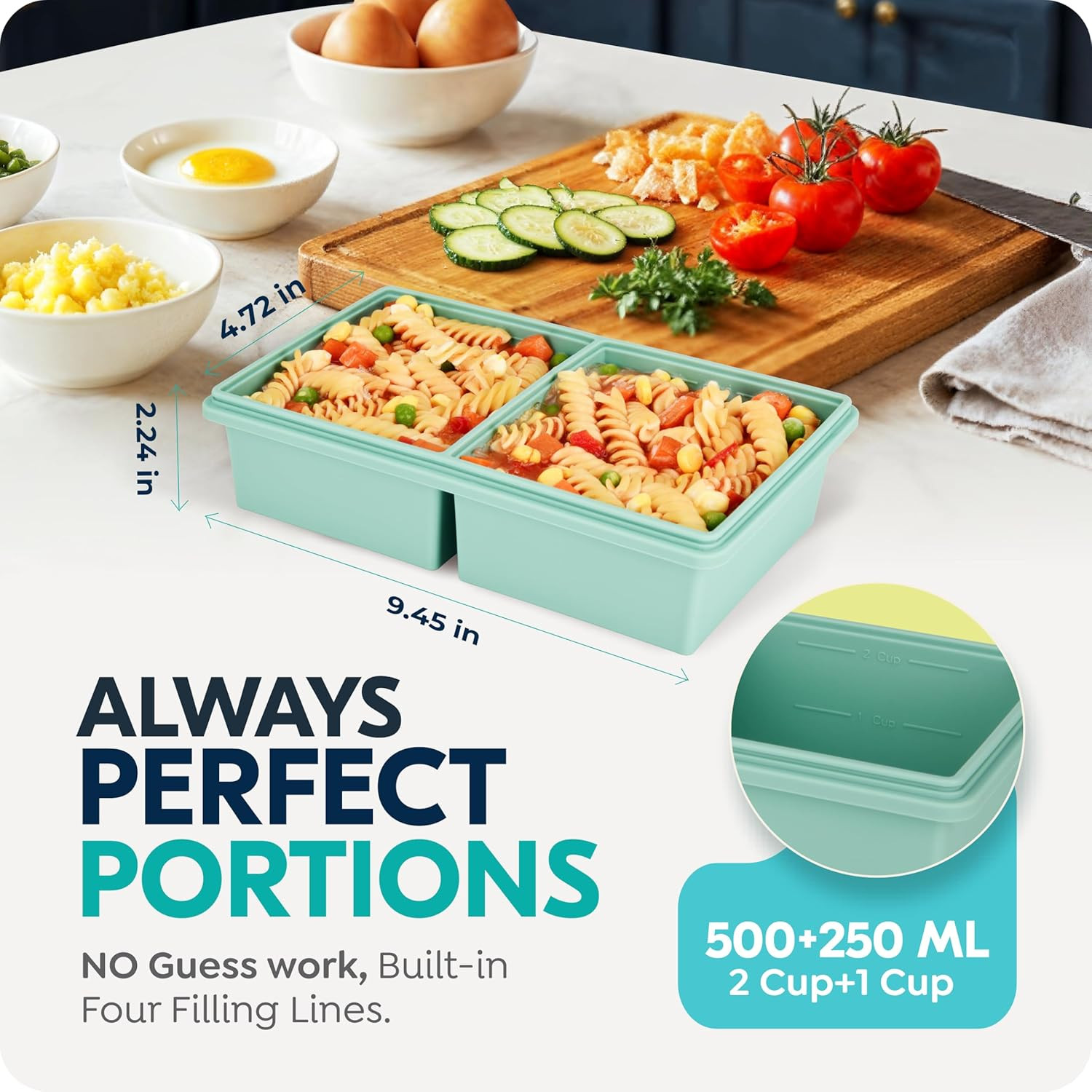 Silicone Soup Freezer Molds with Lids, 2 Cup & 1 Cup Combo, Soup Container Style