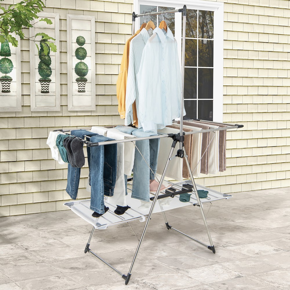 2-Tier Folding Clothes Drying Rack Laundry Drying Rack Laundry Drying Rack Metal