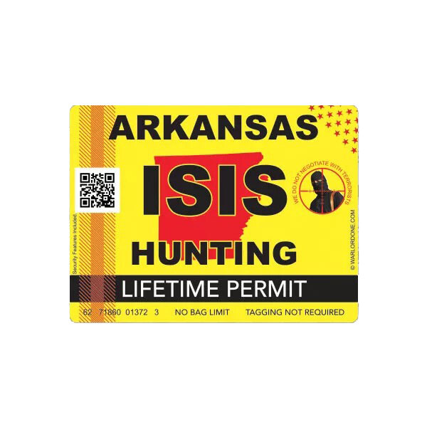 ISIS Terrorist Arkansas State Hunting Permit Sticker