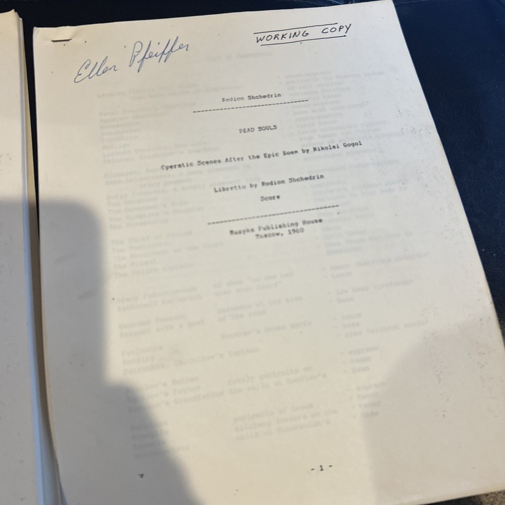 Rodion Shchedrin Dead Souls Original Moscow Opera Script 1980 Two Scripts & More