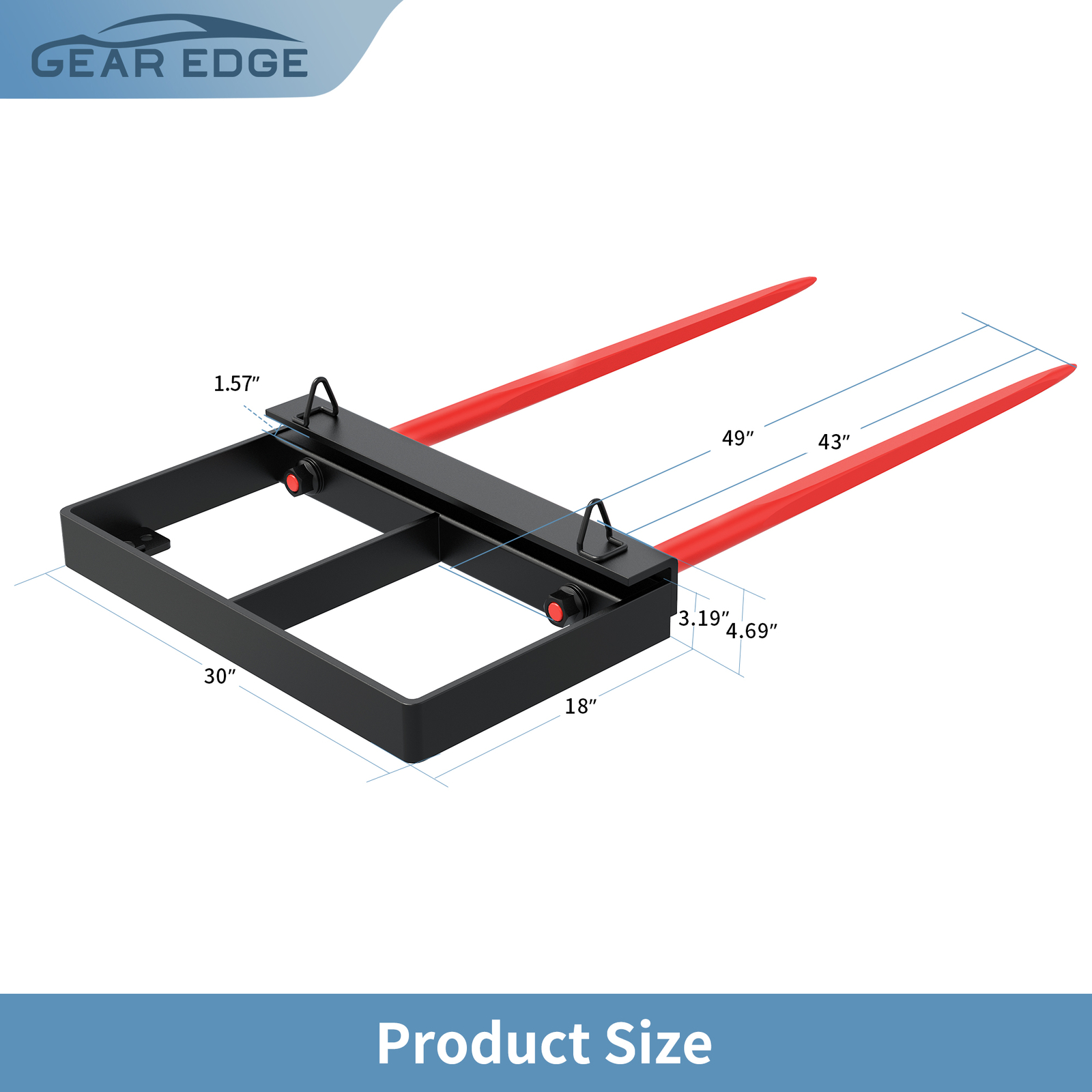 Dual Hay Bale Spear 49" 3000lb Front Skid Steer Loader Tractor Bucket Attachment