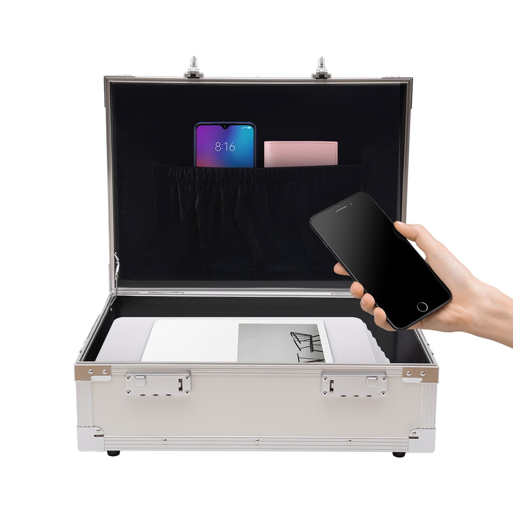 Large Portable Locking Storage Box for Filing Letters & Documents w/Lock Silver