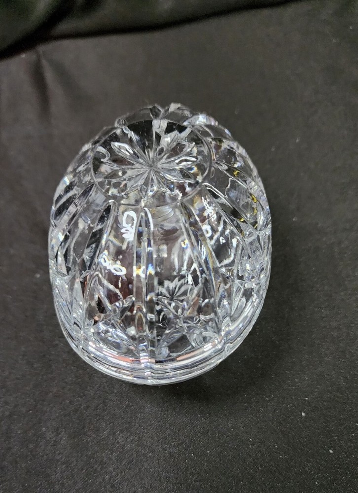 Crystal Egg Candy Dish Trinket Heavy Weight Covered 2 Pc Gift Decor