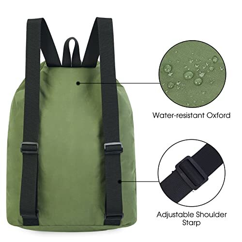 Swim Bag Mesh Drawstring Backpack Beach Backpack for Swimming, Gym, and Green