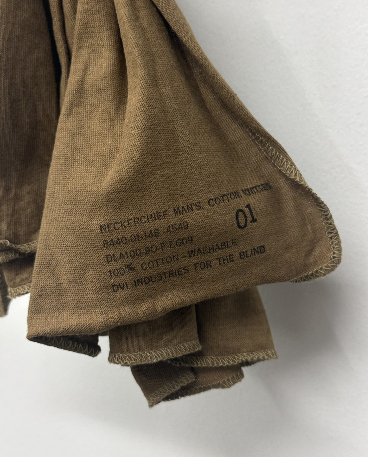 NOS US Military Neckerchief/Scarf, Coyote Brown, 72 x 24, 100% Cotton, V-89