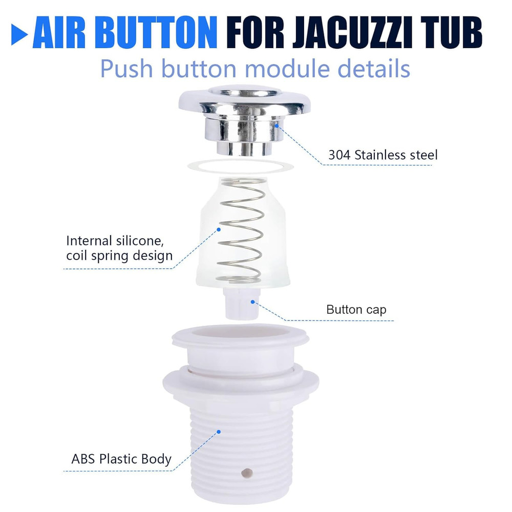 16A on off Push Button Switch Jetted Whirlpool Jet for Bath Tub Spa Garbage (Bla