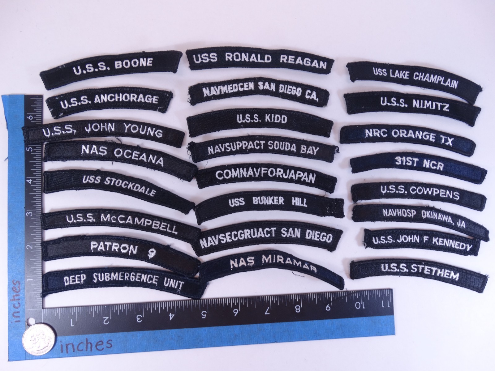 Lot of 24 - US NAVY SHOULDER STRIP TAB Rocker Patches USS Military USA America