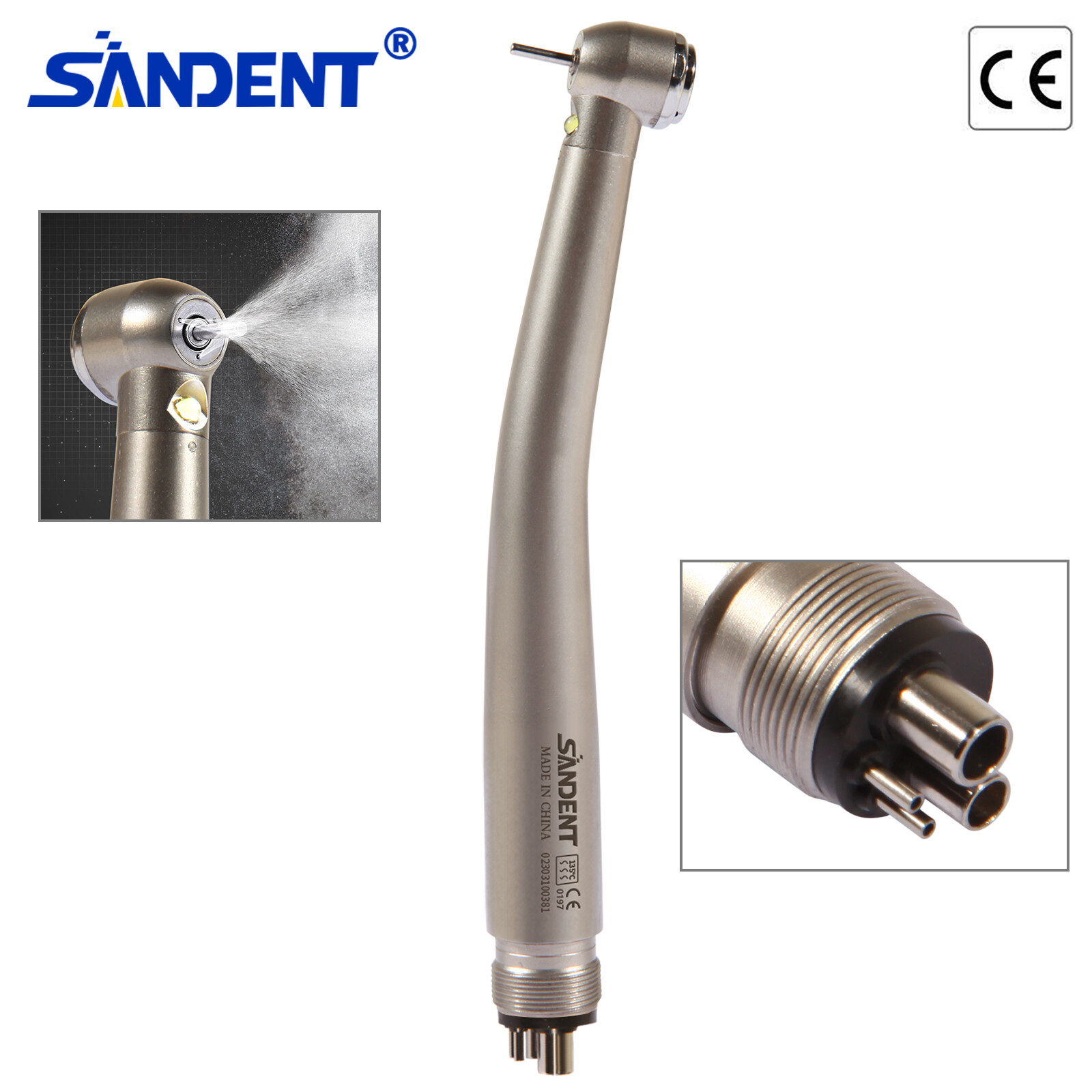 Dental LED E-generator High Speed Handpiece with Light 4 Hole For NSK Drill