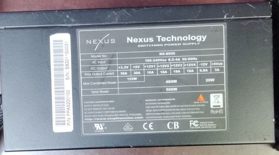 Nexus Technology NX-8050 power supply w/cables