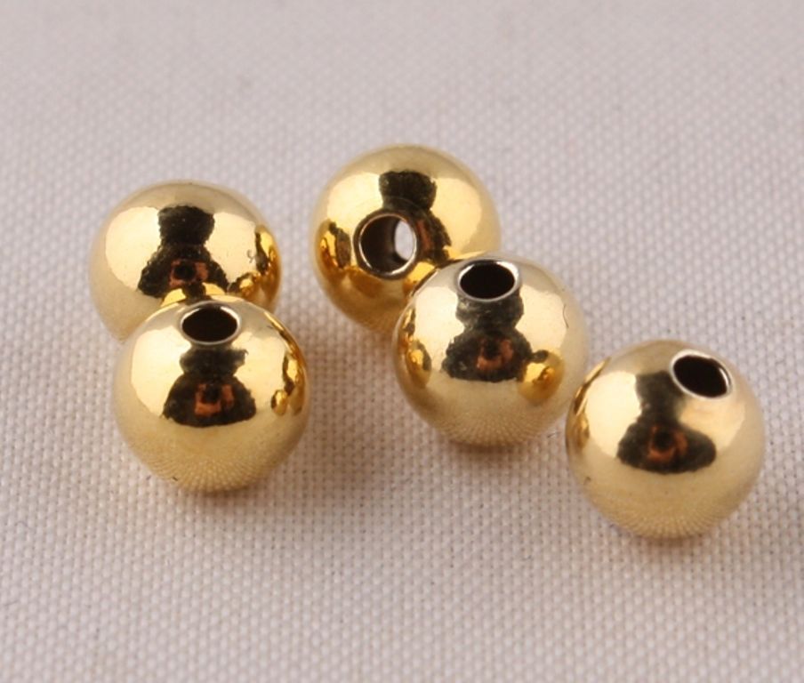 20Pcs New Fashion Authentic 14K Yellow Gold Bead 3mm Lucky Loose Beads For DIY