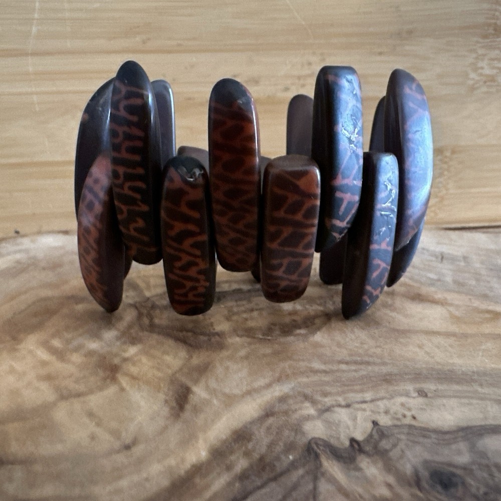 Gorgeous Brown Ethnic Beaded Stretch Bracelet Reversible