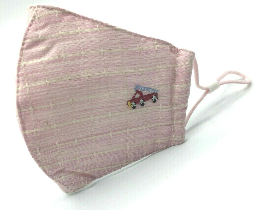 Comfy Washable Reuseable Kid Face Mask Adjustable Ear Loop Pink Truck