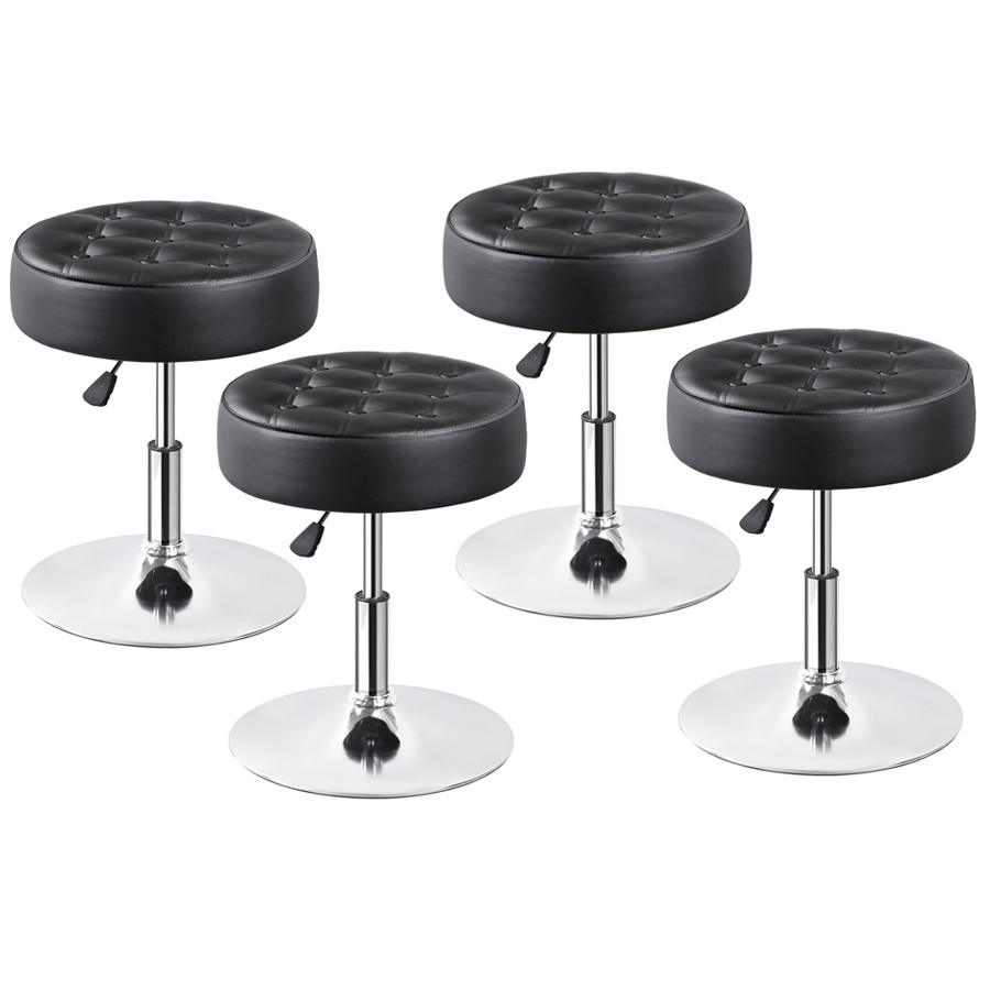 4PCS Adjustable Round Ottoman Stool Vanity Stool PU Leather Swivel Makeup Stool