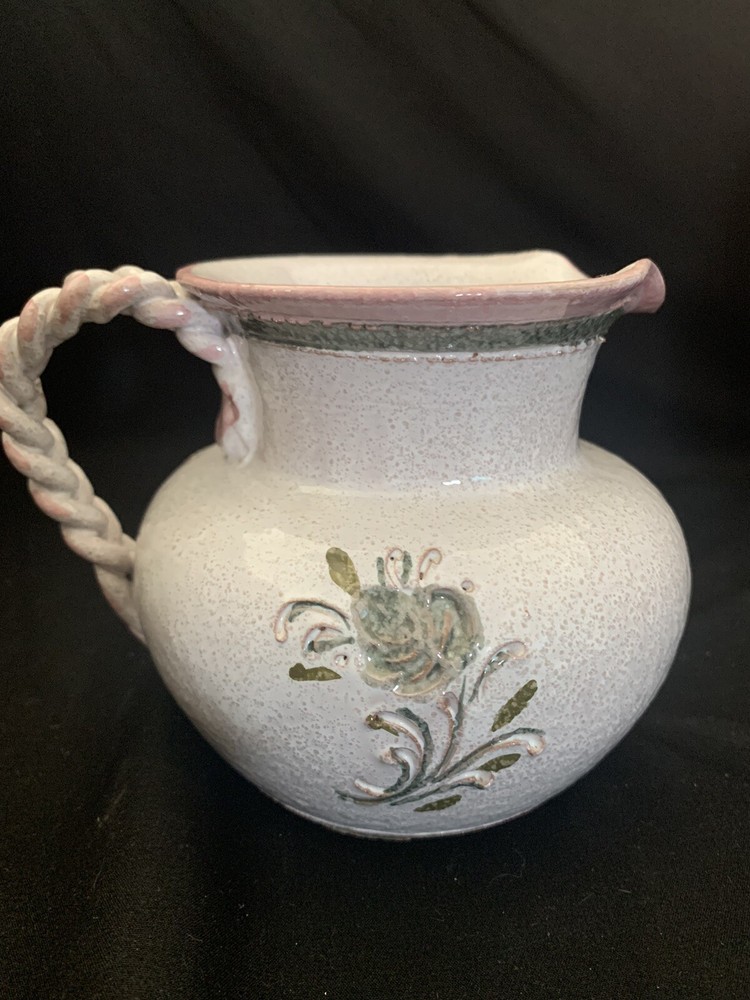 Ainring Keramik 5” Mini Pitcher Flowers Glazed Ceramic Handmade GERMANY