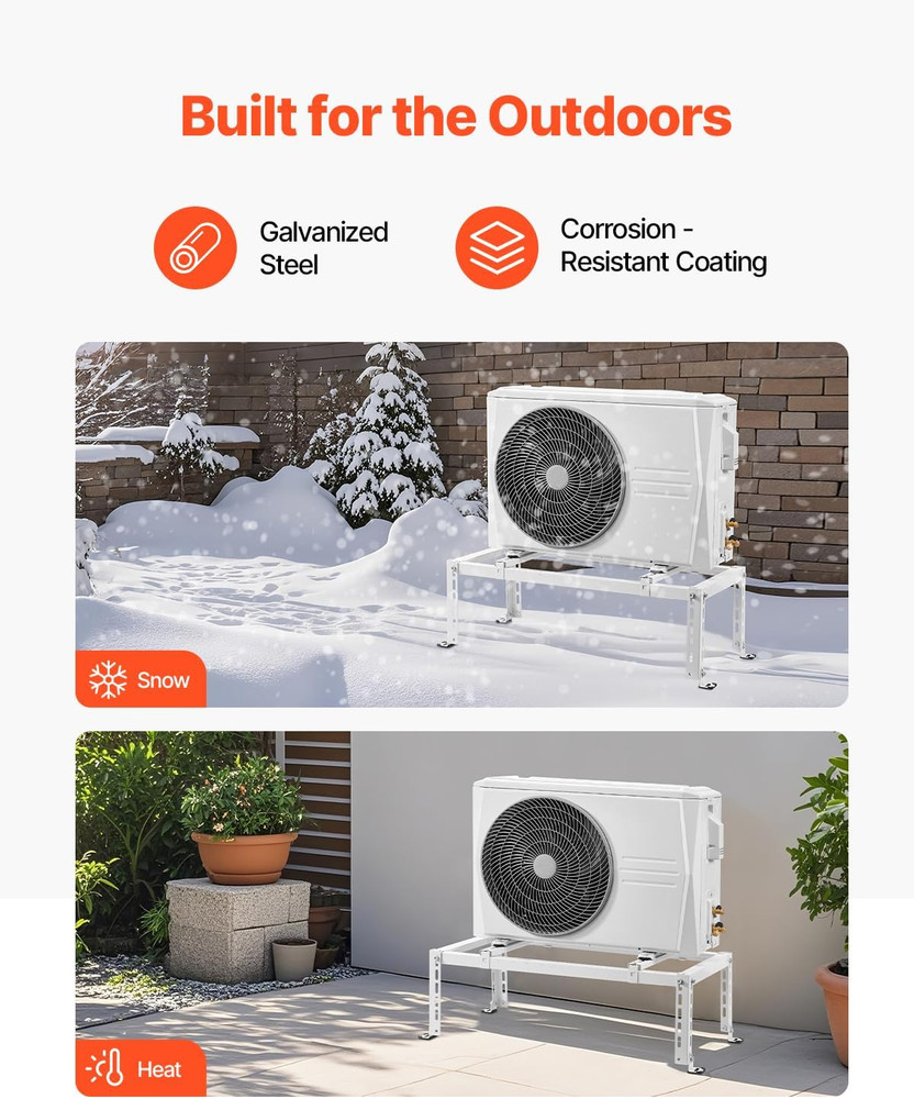 Mini Split Ground Stand, Adjustable Anti-Vibration Mini Split Stand for 9000-240