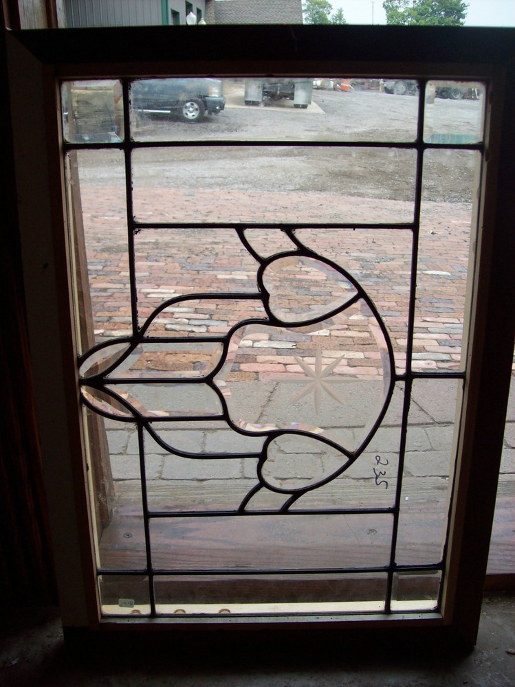 ram beveled etched center glass window   (SG 1493)