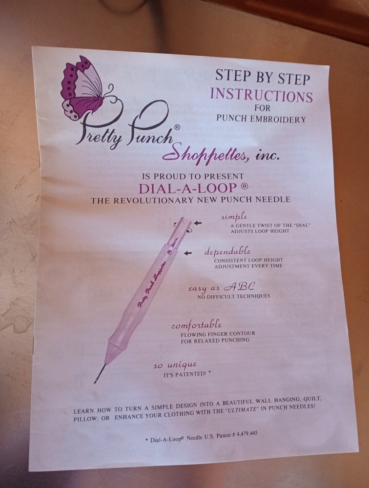 Instructions ONLY Pretty Punch Dial A Loop Needle 1990's Vintage Booklet