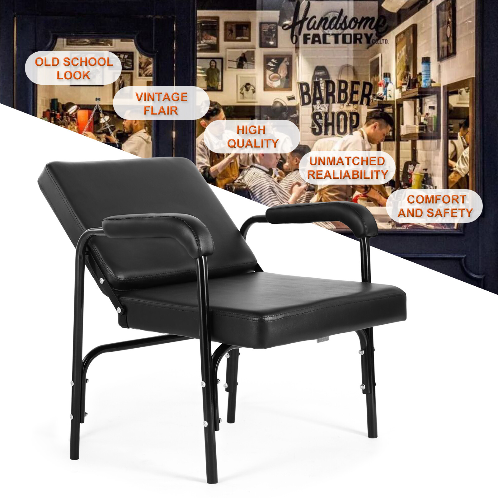 New Black Reclining Salon Barber Shampoo Chair Hair Styling Spa Beauty Equipment