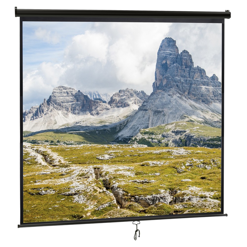 Projector Screen Manual Pull Down HD 120'' Black Projection Screen for Theater