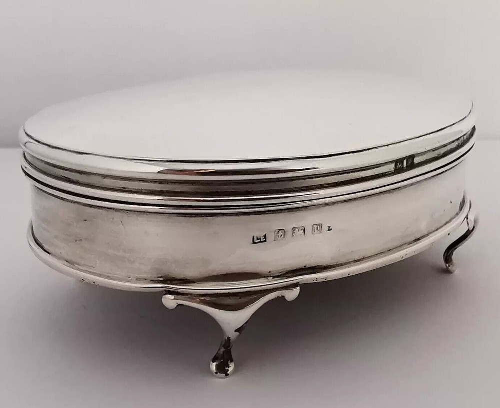 Antique Solid Silver Jewellery Box - Birm. 1914