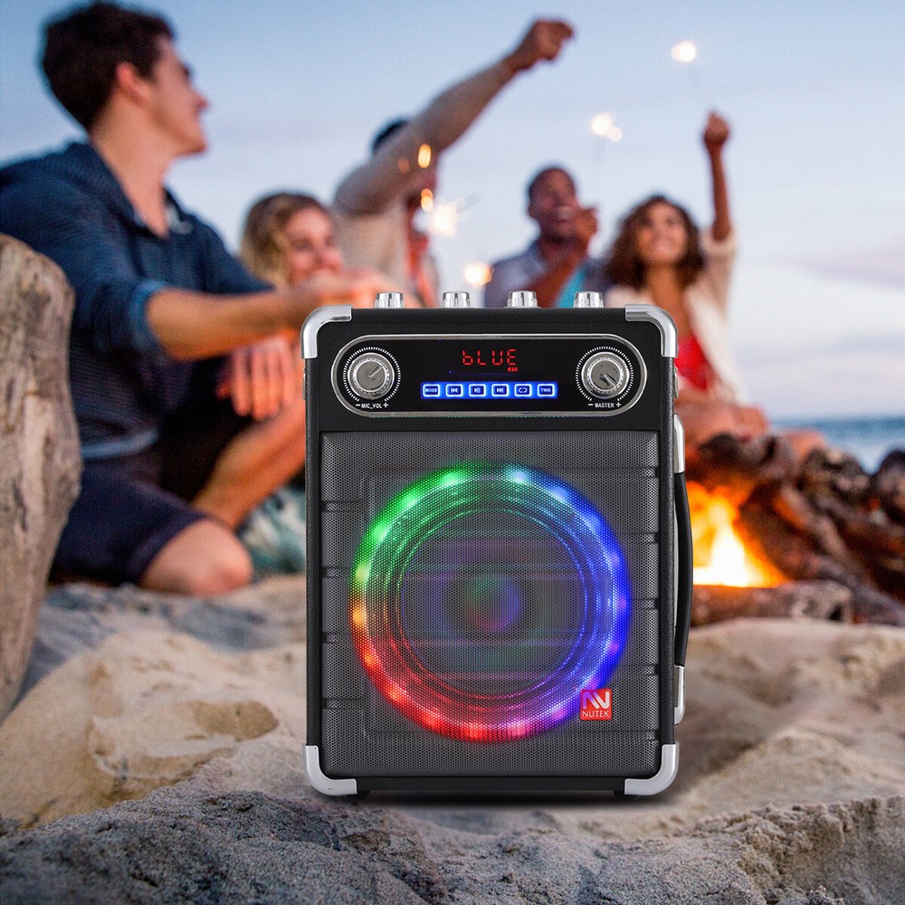 Karaoke Machine with 2 Wireless Microphones Portable Bluetooth Speaker Party LED