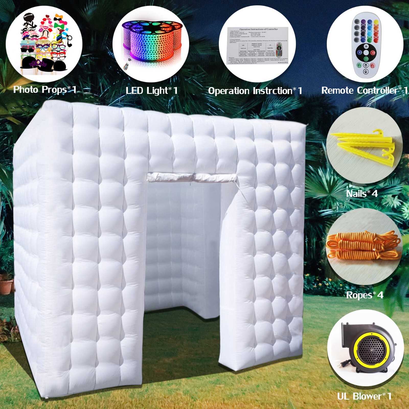 Inflatable Photo Booth -Large 8.2 x 8.2ft - Portable Booth with 2 Doors