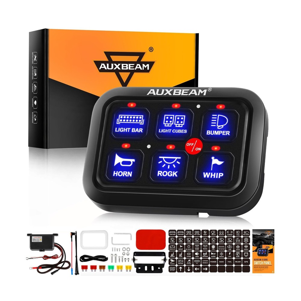 Auxbeam 6 Gang Switch Panel BC60, Universal Circuit Control Relay System Box ...