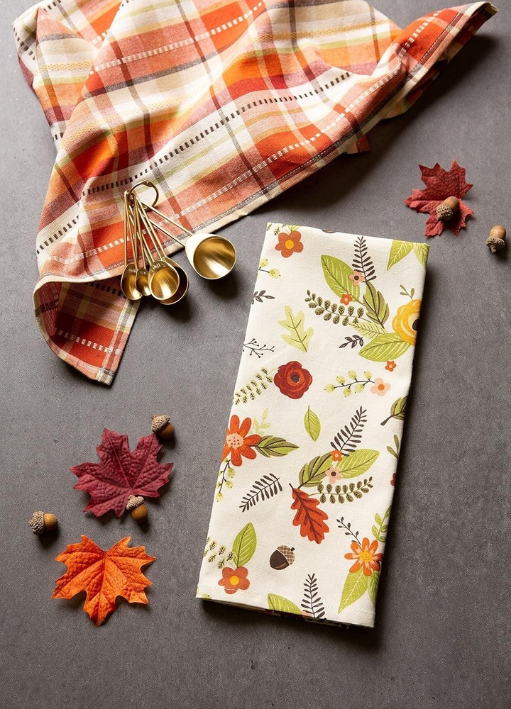 Fall Basics Kitchen Dishtowel Collection Printed & Plaid Fall Dish Towel Set