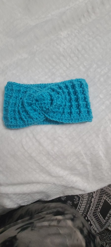Handmade Blue Twist Style Ear Warmer