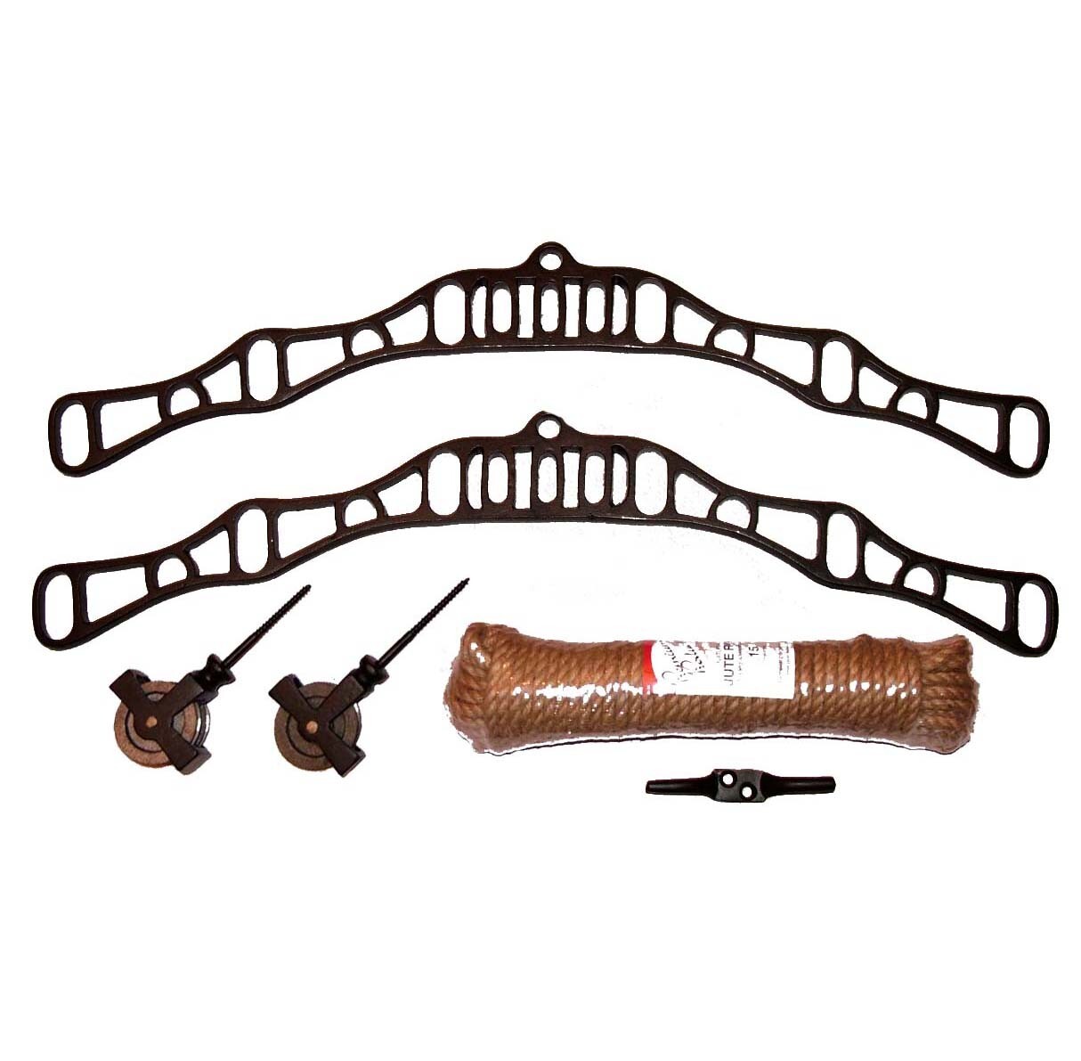 Super 6 Victorian Clothes Airer Kit - Black Cast Iron With Rope