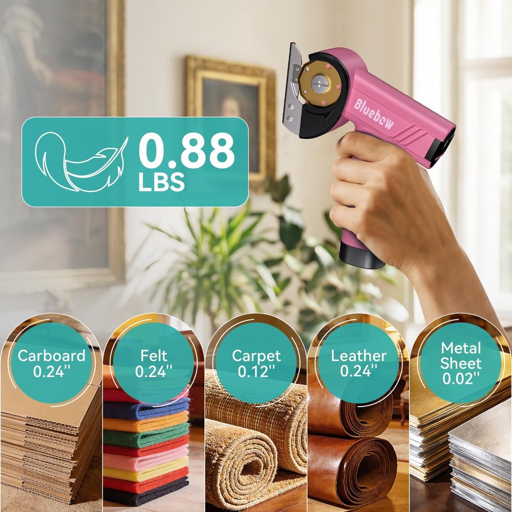 Cordless Scissors, Rechargeable Cardboard Cutter with Light, 4-Speed Settings...