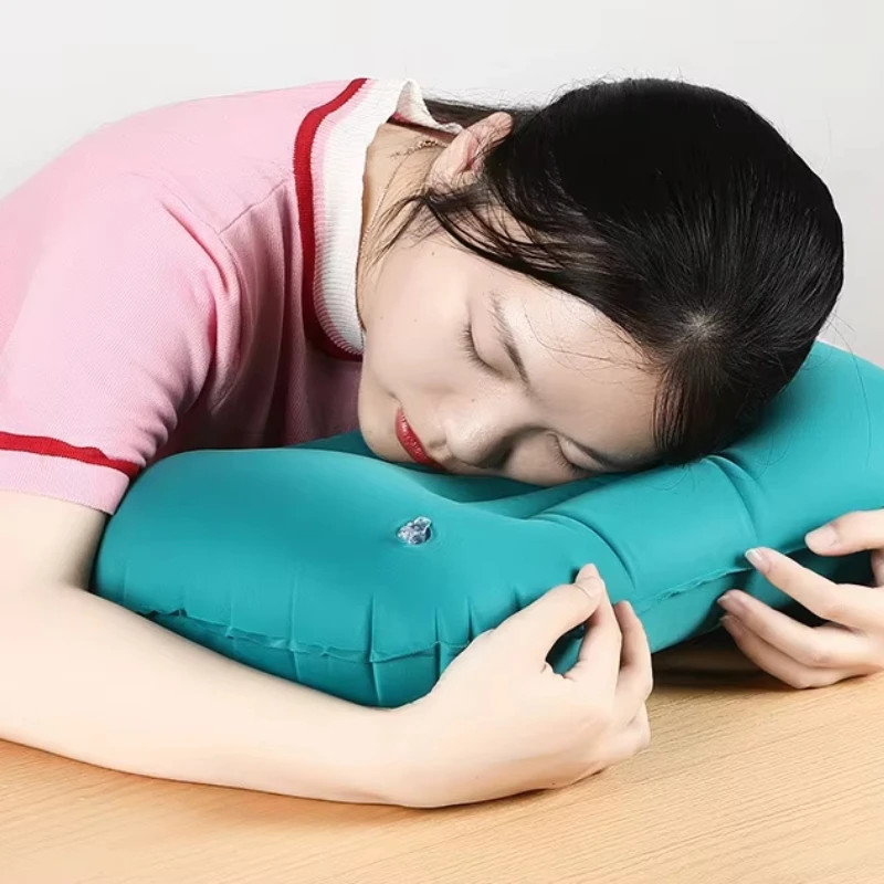 Thickened Flocking Rectangle Inflatable Neck Pillow Lumbar Support Cushion Sleep