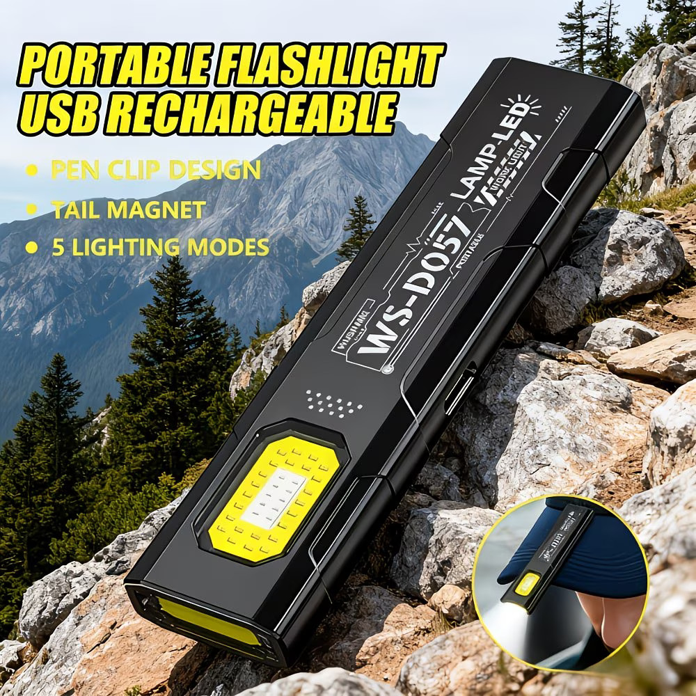 2 LED Flashlight Work Light, Emergency Flashlight, Flash light, red white blue