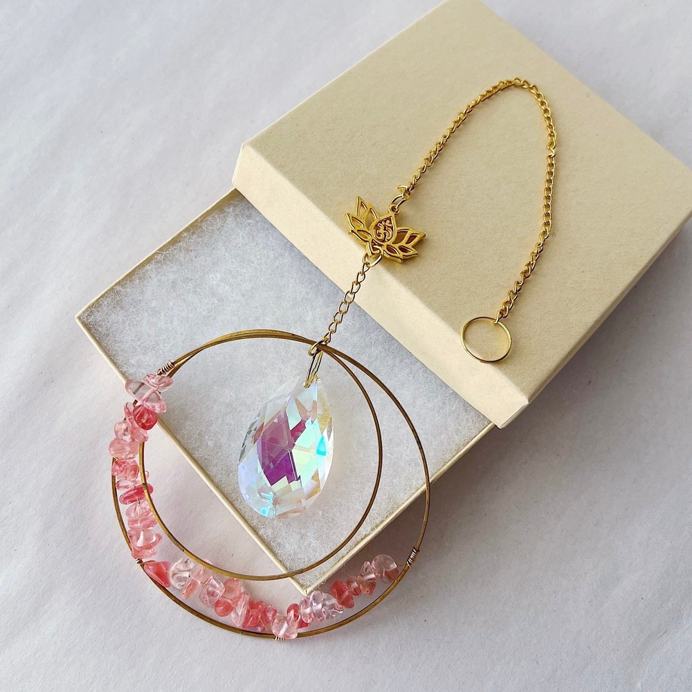 Pink Rock Bead Circle Suncatcher