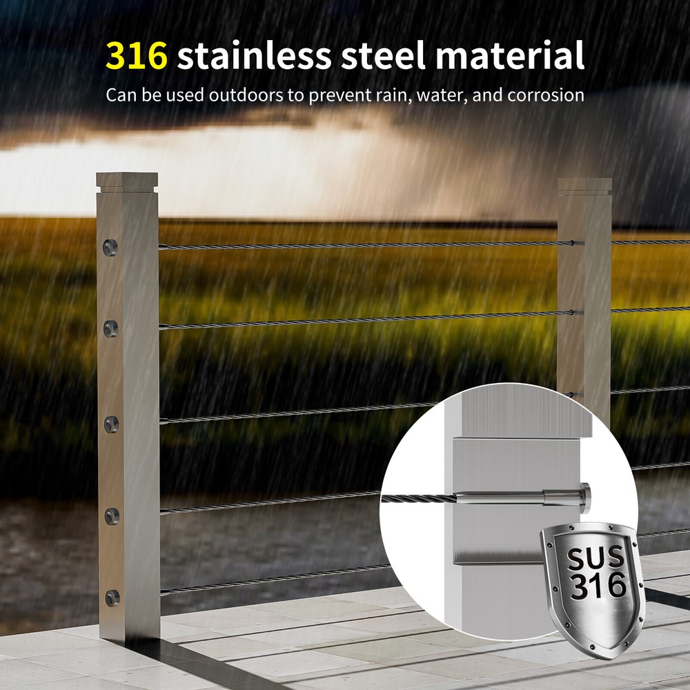 20 Pack Invisible Cable Railing Kit, 1/8" Invisible Receiver and Swage Stud End