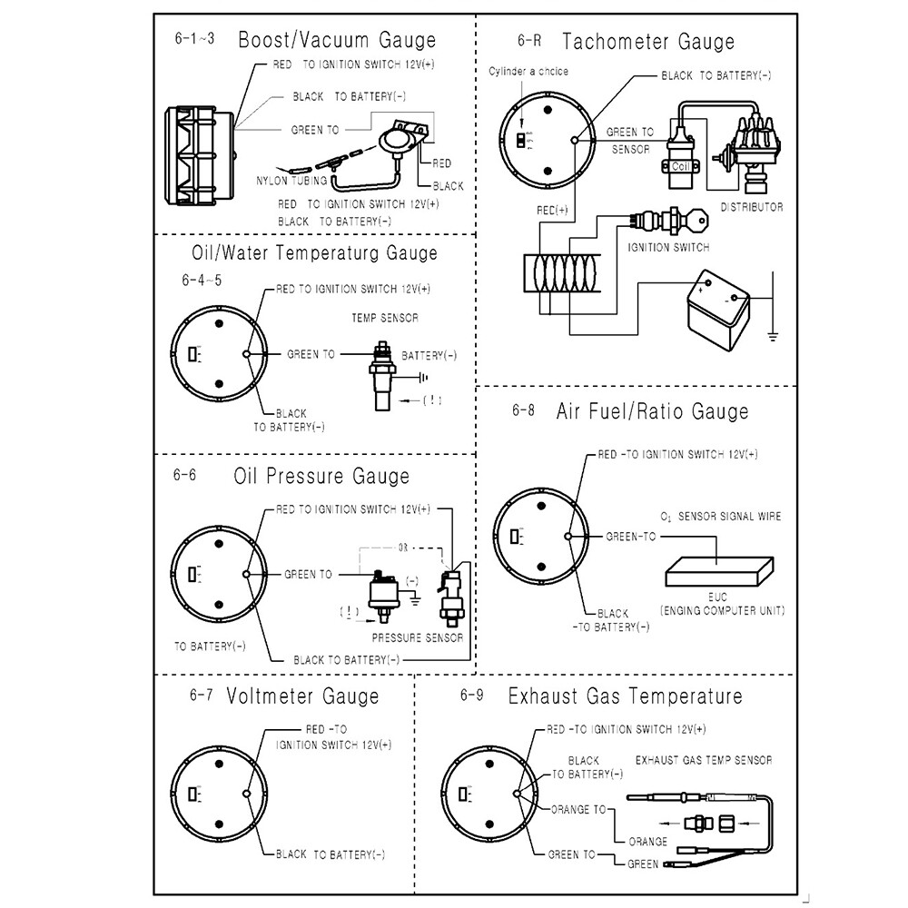 2"52mm Car Digital PSI Turbo Boost/Water/Oil Temp/Pressure/Tachometer/EGT Gauge