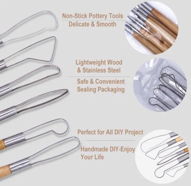 61 Pcs/Set Pottery Starting Kit Ceramic Carving Tools DIY Clay Sculpting