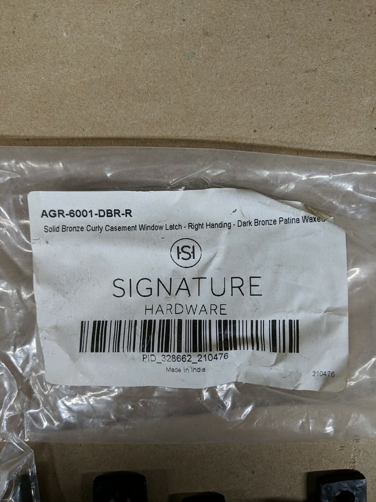 Signature Hardware Casement Window Fastener Latch Solid Bronze Right Handing