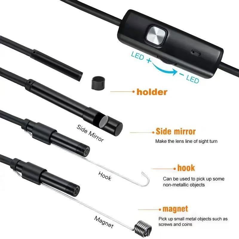 6LED USB Snake Endoscope Borescope Camera for Android Phone Type C HD Inspection
