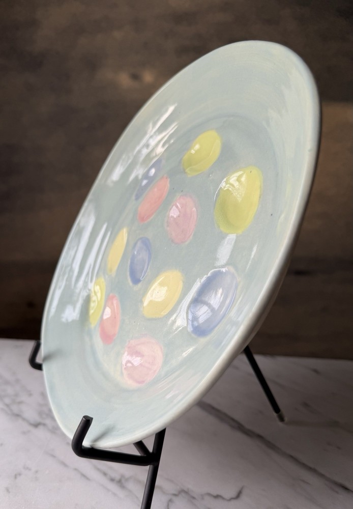 9.5” Deviled Egg Serving Dish, Handmade Pottery, Pastel Colors, Spring, Easter