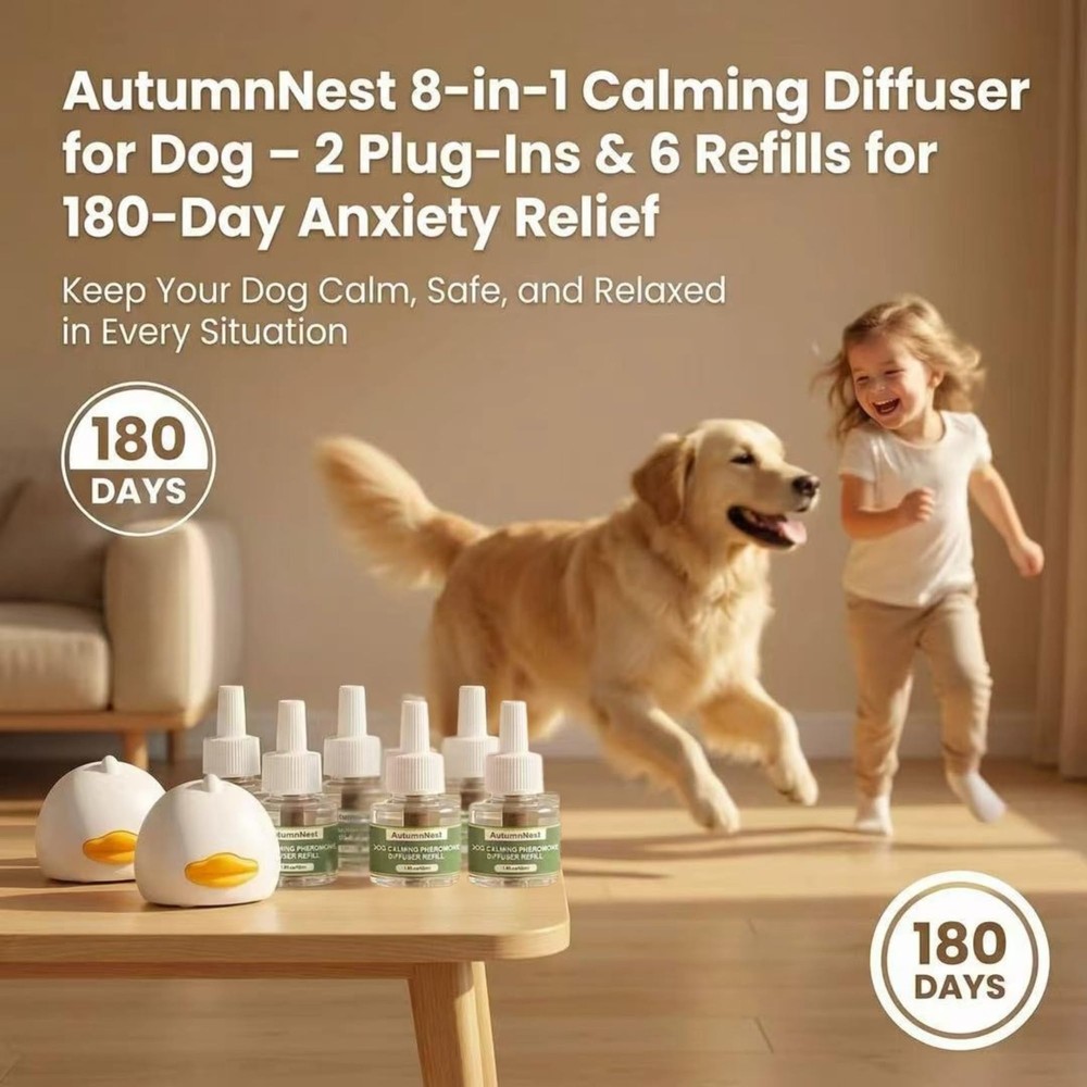 8-in-1 Calming Diffuser for Dog – Pheromone-Based Dog Anxiety Relief, 2 Plug-...