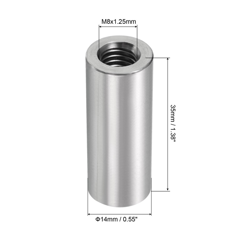 5Pcs Round Connector Nuts, M8x35x14mm Coupling Nut Sleeve Rod Bar Stud Nut