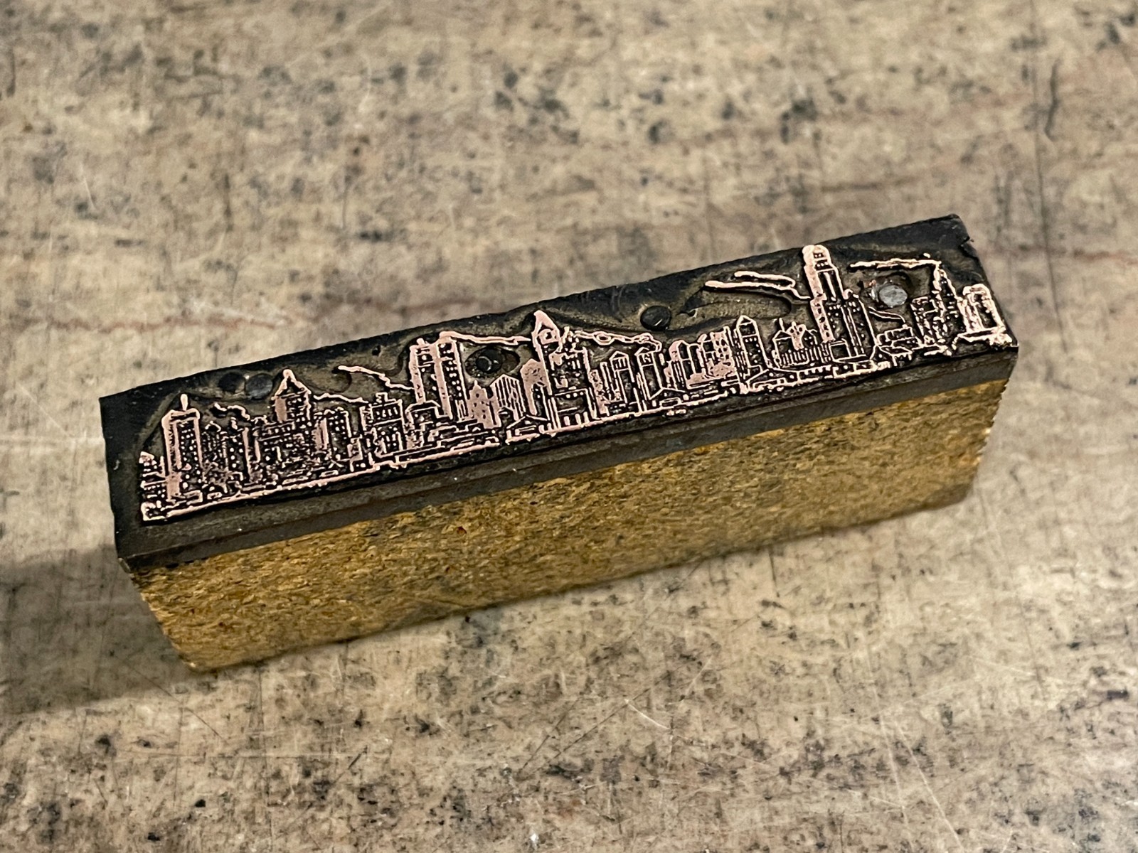 Printing Letterpress Printers Block Copper Cityscape / City Skyline (1151)